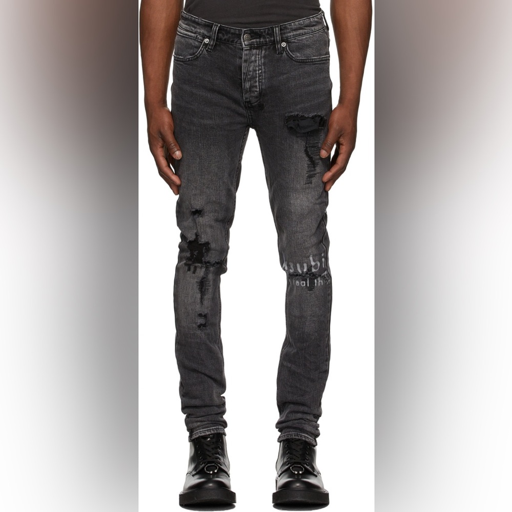 NWT Ksubi Black Van Wrinkle Distressed Skinny Jeans | MENS 40